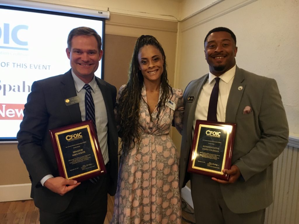 Sen. Mike Foote, Elisabeth Epps and Rep. James Coleman.